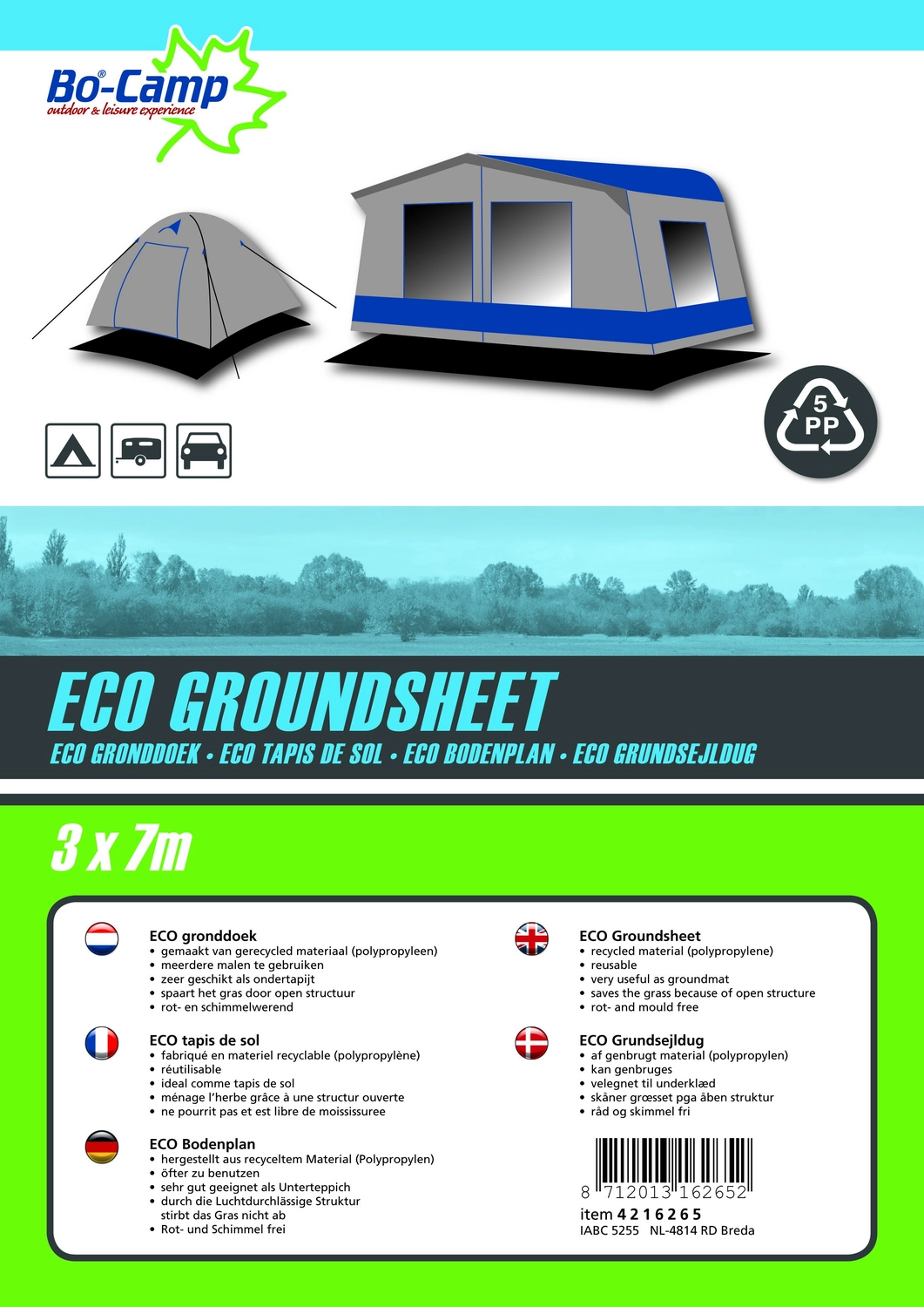 Grondzeil Bo-Camp Zwart Eco (3 X 7 M) 4 Grondzeil Bo-Camp Zwart Eco (3 X 7 M) - Afbeelding 2