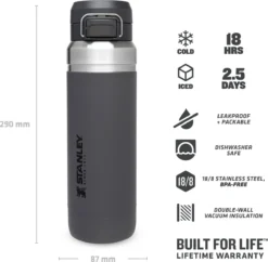 Thermosbeker Stanley The Quick Flip Charcoal 1,06L 13 Thermosbeker Stanley The Quick Flip Charcoal 1,06L -MSR Winkel 5 6939236410885 1