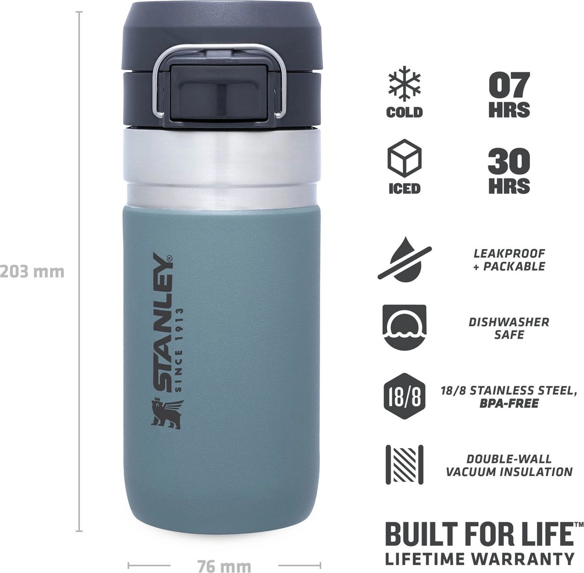 Thermosbeker Stanley The Quick Flip Shale 0,47L 7 Thermosbeker Stanley The Quick Flip Shale 0,47L - Afbeelding 5