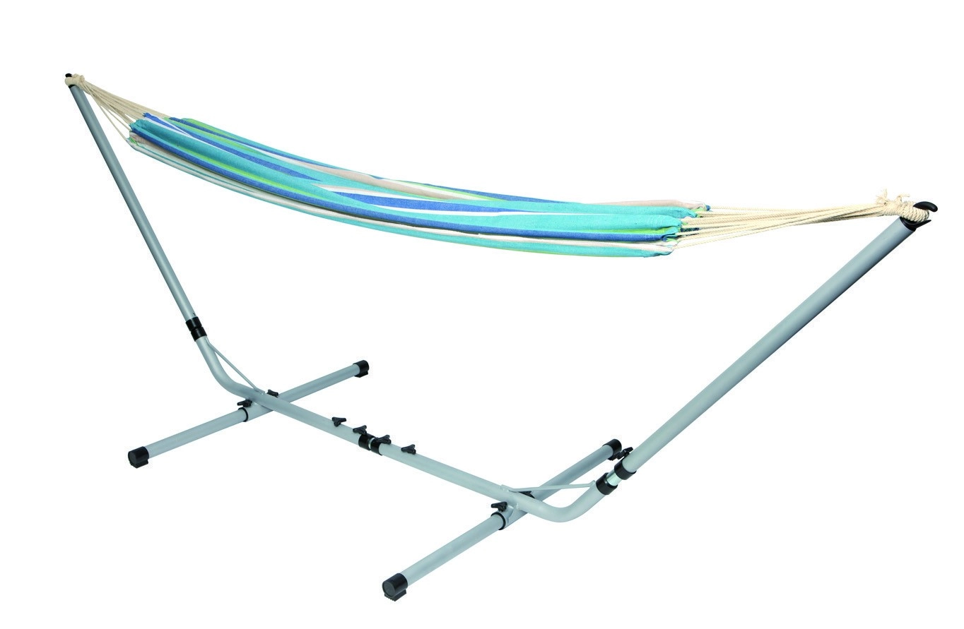 Hangmat Bo-Garden Rumba Blauw Beige 4 Hangmat Bo-Garden Rumba Blauw Beige - Afbeelding 2